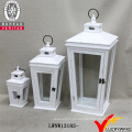 Shabby desvaneceu-se branco lanterna de madeira Candle Holder